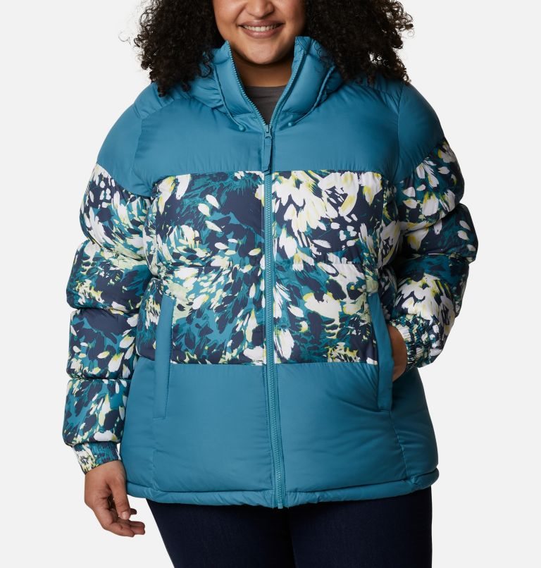 Jachete Izolate Columbia Pike Lake II Dama Turcoaz Flori | Plus Size OY09SMAZ1